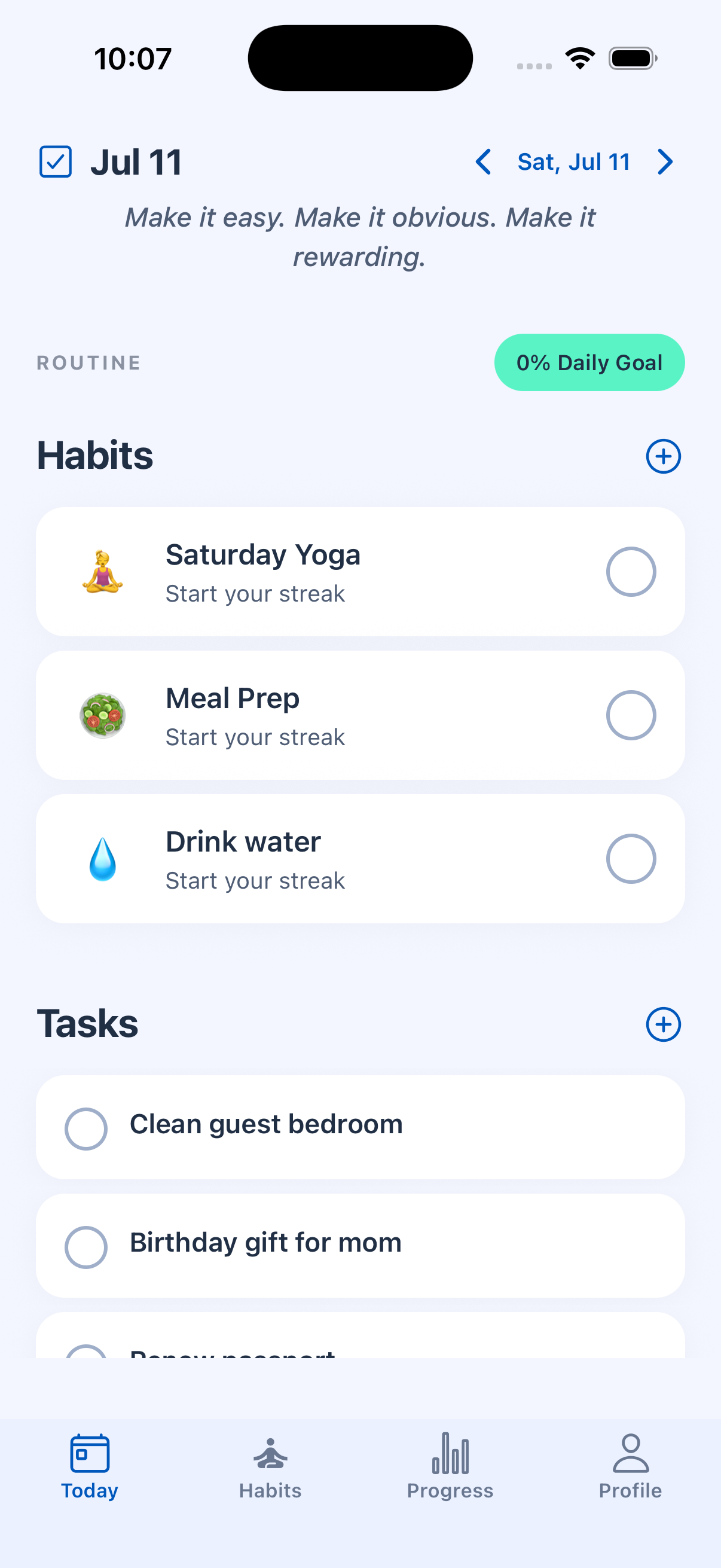 Today screen adapting to show weekend habits